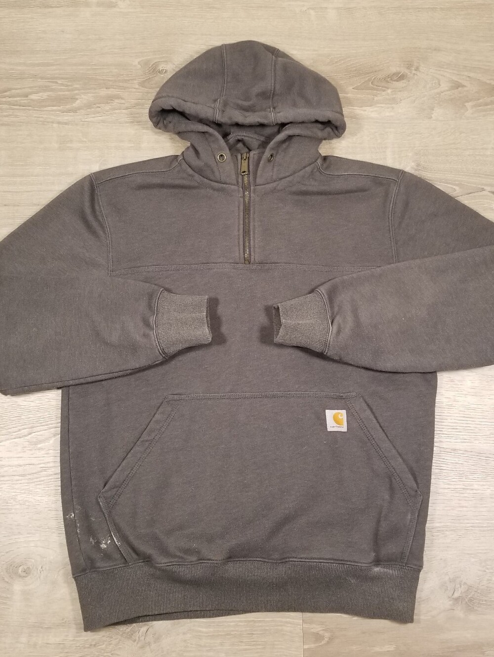 Carhartt Rain Defender Hoodie Mens Medium Gray 1/4 Zip Fleece Sweatshirt